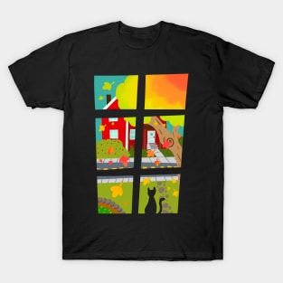 Cozy Cat on Autumn Windowsill T-Shirt